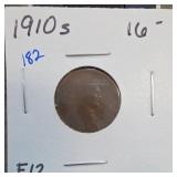 1910-S One-Cent Coin, F-12 Holder Grade