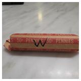 Wheat Cent Roll Marked 50Â¢ Pennies