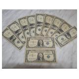 Eleven 1957 $1 Silver Certificates