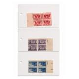 Lot of 3 U.S. 3ï¿½ Postage Plate Blocks