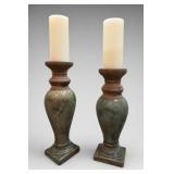 Pair of Glazed Ceramic Candle Holders
