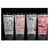 Four State Souvenir Glass Tumblers