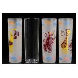 Lot of 4 Decorated Glass Tumblers