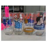 Lot of 4 Sports & Advertising Glass Tumblers