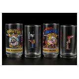 Four Popeye, Sir Rodney and Andy Capp Glasses