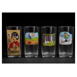 Lot of Four Illustrated Glass Tumblers