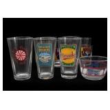 Set of Nine Lot of Promotional Glasses and Bowl