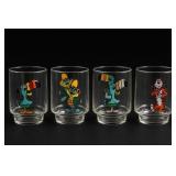 Lot of Four Cartoon Glass Tumblers