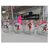 Lot of 4 Disney Mickey Glass Mugs