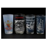 Four Vintage Souvenir Glass Tumblers