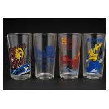 Lot of Four Illustrated Glass Tumblers