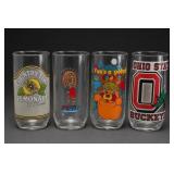 Lot of 4 Assorted Graphic Glass Tumblers