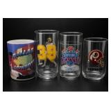 Lot of 4 Football-Themed Glasses