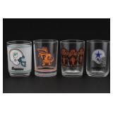 Set of Four Lot of Sports & Novelty Glass Tumblers