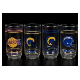 Set of Four Lot of Mobil Sports Glass Tumblers