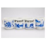 Lot of Four Blue-Decorated Footed Cups
