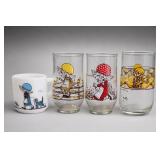 Lot of 4 Illustrated Drinking Vessels