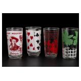Lot of Four Decorated Glass Tumblers