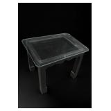 Glass-Top Metal Scrollwork End Table