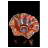 Dugan Triplets Marigold Carnival Glass Bowl