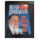 Rush Limbaugh See, I Told You So Hardcover Signed