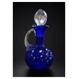 Cobalt Blue Glass Decanter with Stopper