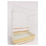 White Wire Bird Cage with Wood Perches