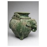 Green Elephant-Decorated Vessel