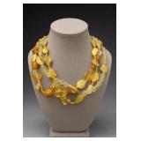 Yellow-Orange Multi-Strand Beaded Necklace
