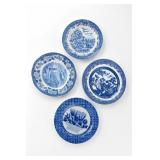 Blue-and-White Ceramic Plates 4pc