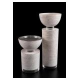 Pair of Global Views Scratched Candleholders