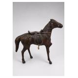 Dark Brown Horse Sculpture with Tack