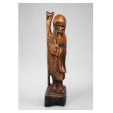 Carved Asian Wooden Bearded Standing Figure