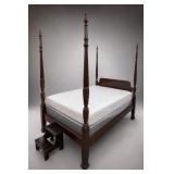 Queen Four-Poster Bed Set with Stool