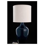 Dark Blue Vessel-Form Table Lamp