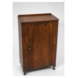 Paneled Wood Display Cabinet on Casters