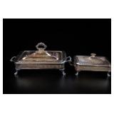 Two Ornate Footed Chafing Dishes