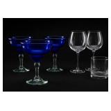 Assorted Cobalt Blue and Clear Stemware