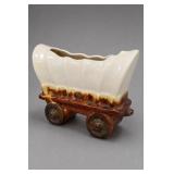 Glazed Ceramic Wagon-Shaped Planter