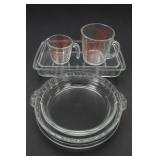 Five-Piece Glassware Lot with Pyrex Cups