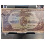 1939 Tonga Four Shillings Treasury Note