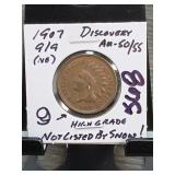 1907 9/9 Indian Head Cent