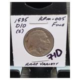 1935-D/D Buffalo Nickel