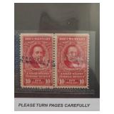 Pair red US Revenue Documentary $10 Stamps