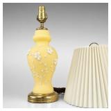 Vintage Floral Table Lamp with Pleated Lampshade