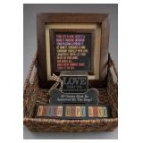 Lot of Decorative Wall Signs & Basket