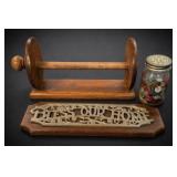 Wooden Rack, BLESS OUR HOME Plaque & Button Jar