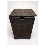 Dark Brown Woven Hamper with Hinged Lid