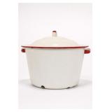 Unmarked White Enamelware Pot with Lid