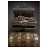 Lot of Decorative Chests, Cases & Contents